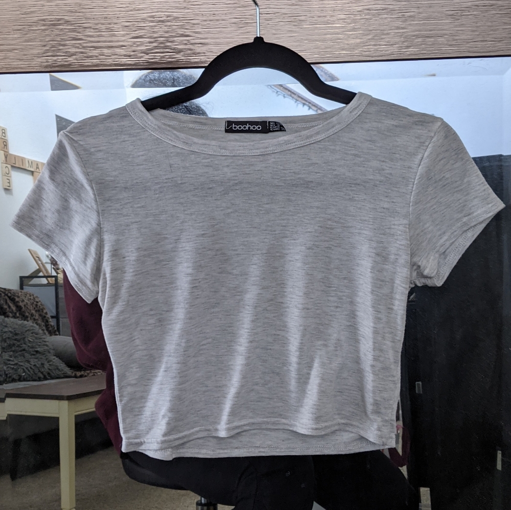 Greyish white crop top